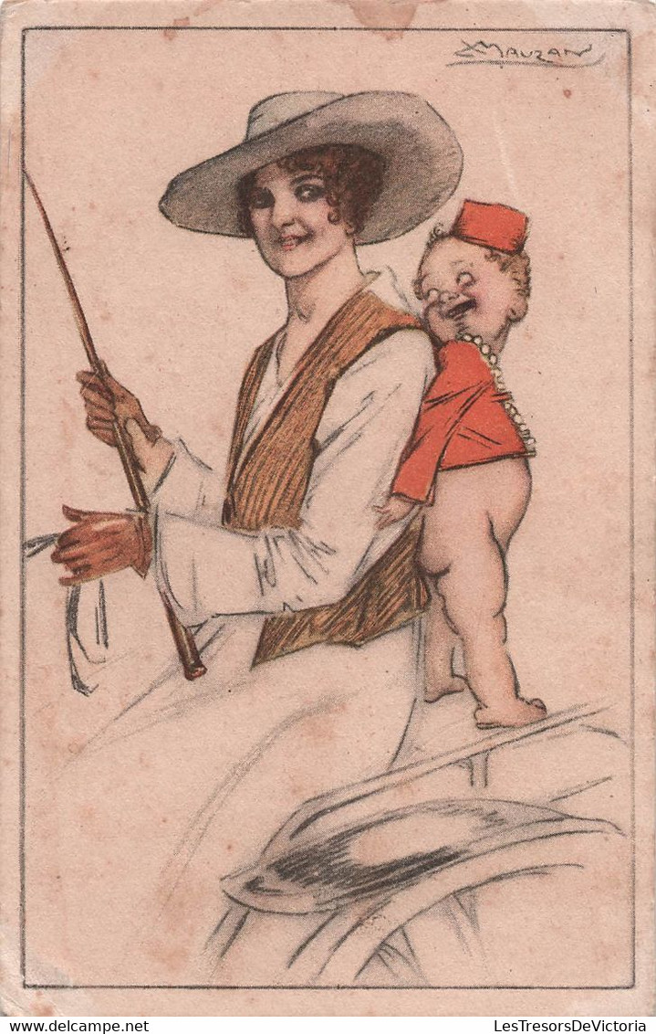 CPA Illustrateur - Mauzan - Femme Cocher Avec Un Bébé Groom Les Fesses A L'air - Mauzan, L.A.