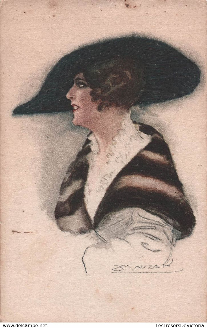 CPA Illustrateur - Mauzan - Femme Avec Un Chapeau En Feutre Et Col En Fourrure Rayée - Mauzan, L.A.