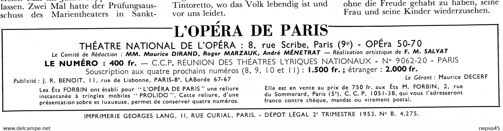 Opéra De Paris.Choisissez Un Opéra Entre Répertoire Et Créations Parmi Toutes Les Représentations Que Propose LʼOpéra. - Programme