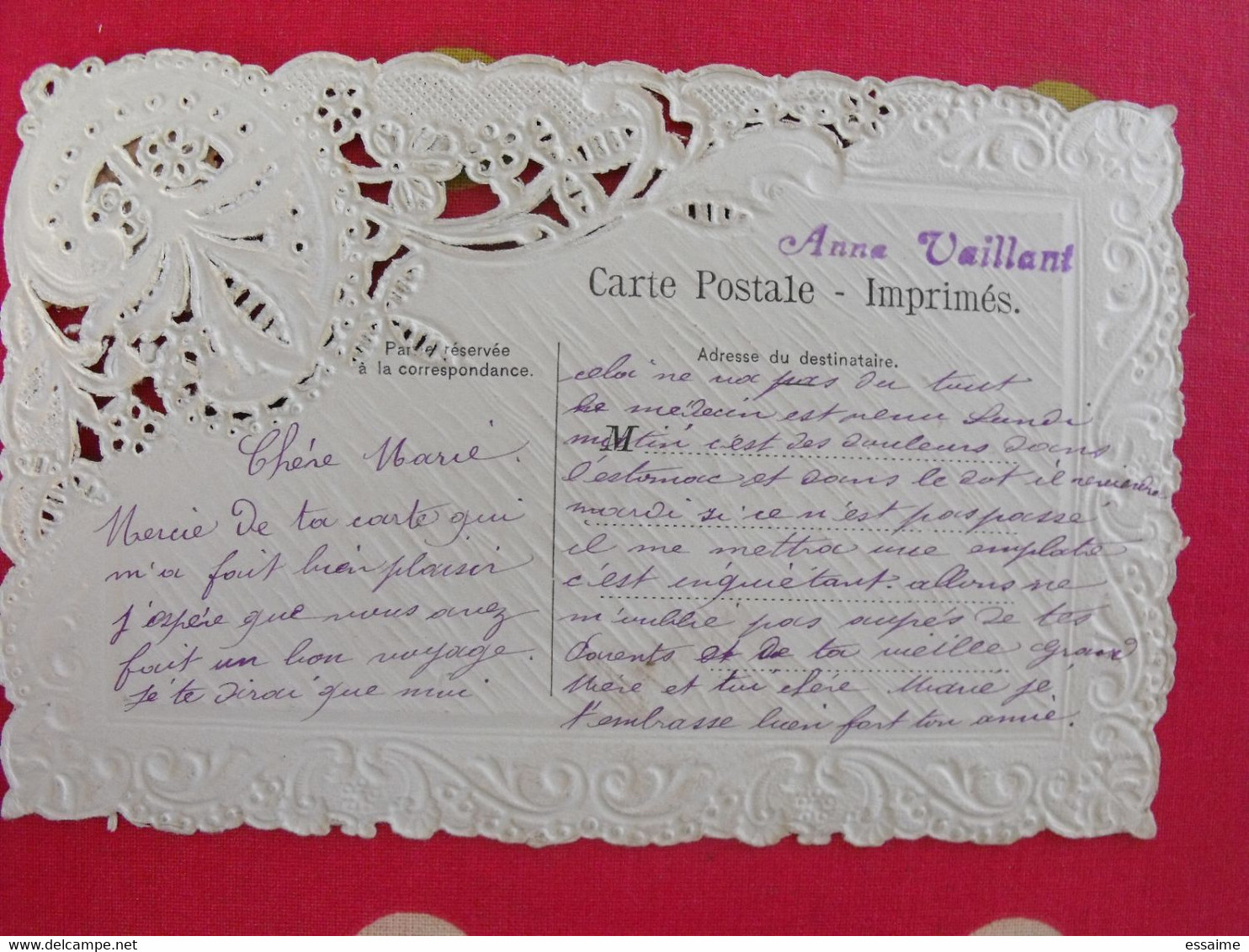 Carte Postale Un Bonjour De Menil. Découpis Dentelle - Souvenir De...