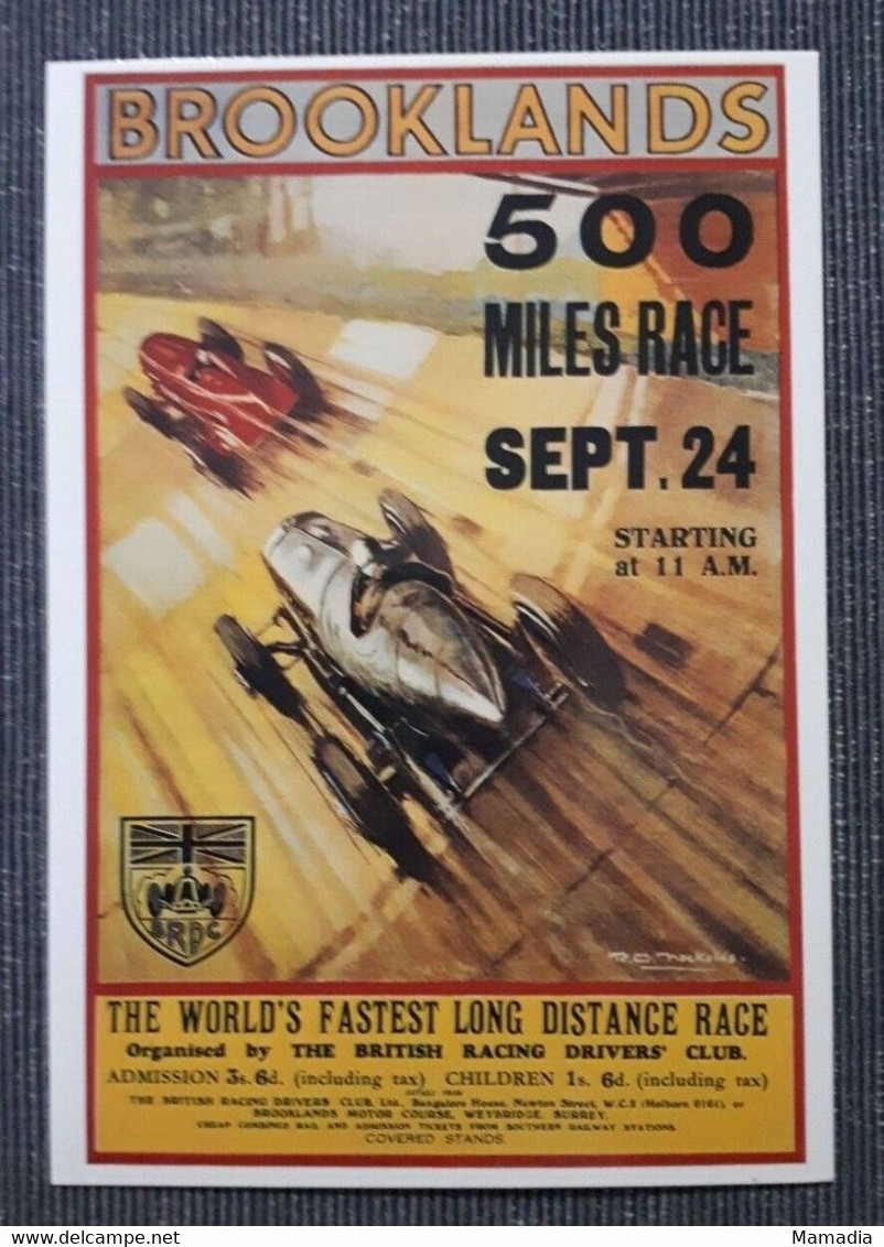 CARTE POSTALE PUB MOTO ANCIENNE OLD MOTORCYCLE BROOKLANDS 500 MILES RACE 1930 - Motorfietsen