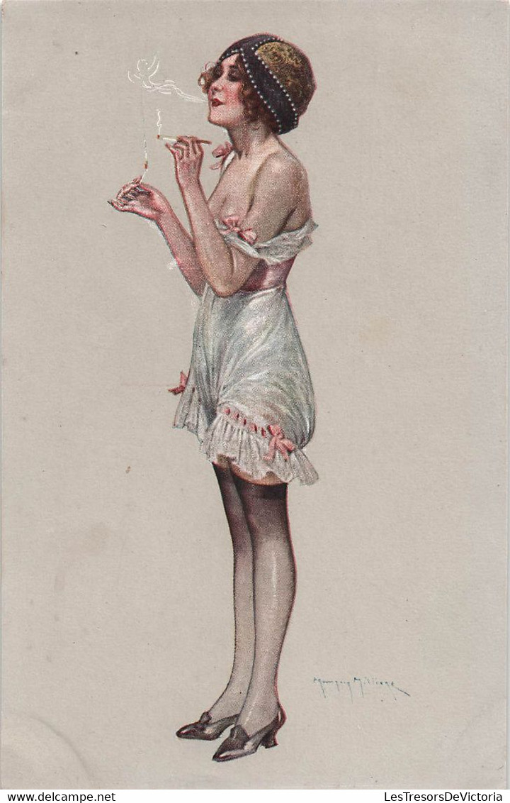 CPA Illustrateur Millière - Profils Parisiens - Femme En Deshabillé Fumant Une Cigarette - Porte Cigarette - Milliere