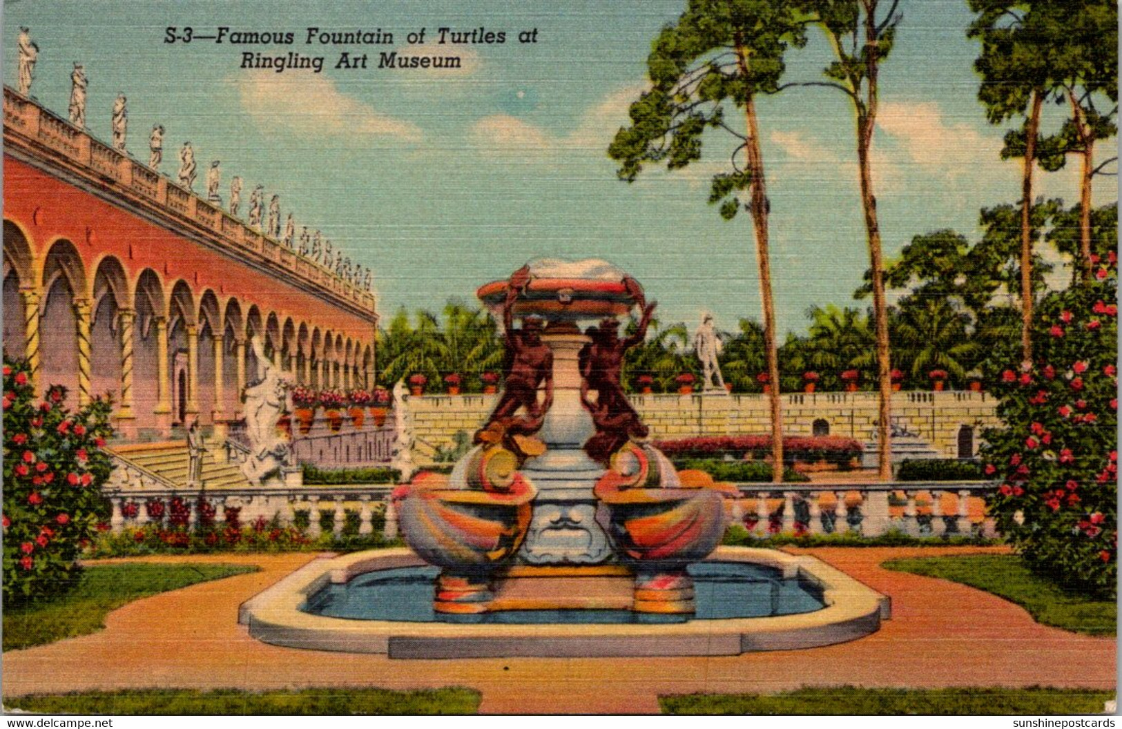 Florida Sarasota Ringling Art Museum Famous Fountain Of Turtles Curteich - Sarasota