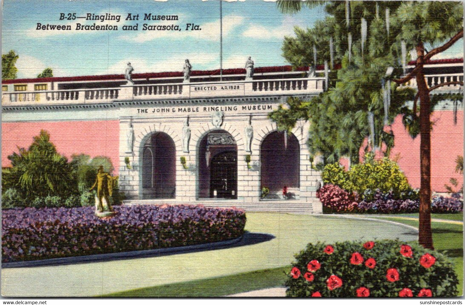 Florida Sarasota Ringling Art Museum Entrance 1950 Curteich - Sarasota