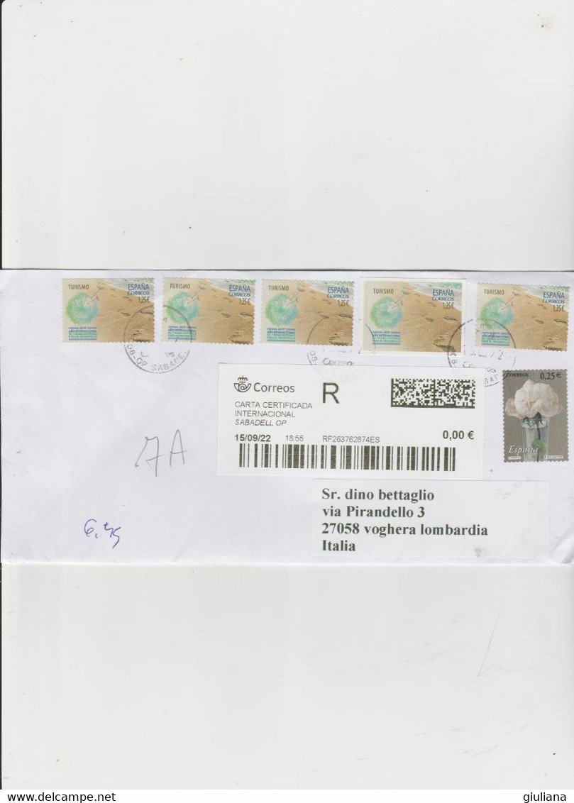 Spagna 2022 - Busta Racc. X L'Italia Affrancata Con 6 Stamps - Lettres & Documents