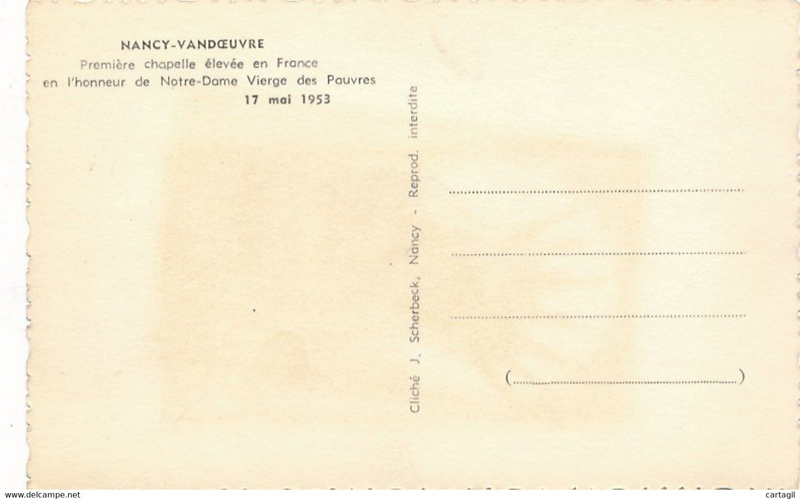 CPM-8317- 54-Vandoeure -Chapelle érigée En L'jonneur De ND Des Pauvres En 1953-Envoi Gratuit - Vandoeuvre Les Nancy