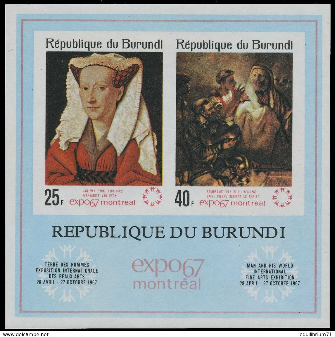 BL20A** - Exposition De Montréal Tableaux / Schilderijen Tentoonstelling Te / Gemäldeausstellung In - Montreal - BURUNDI - 1967 – Montréal (Canada)