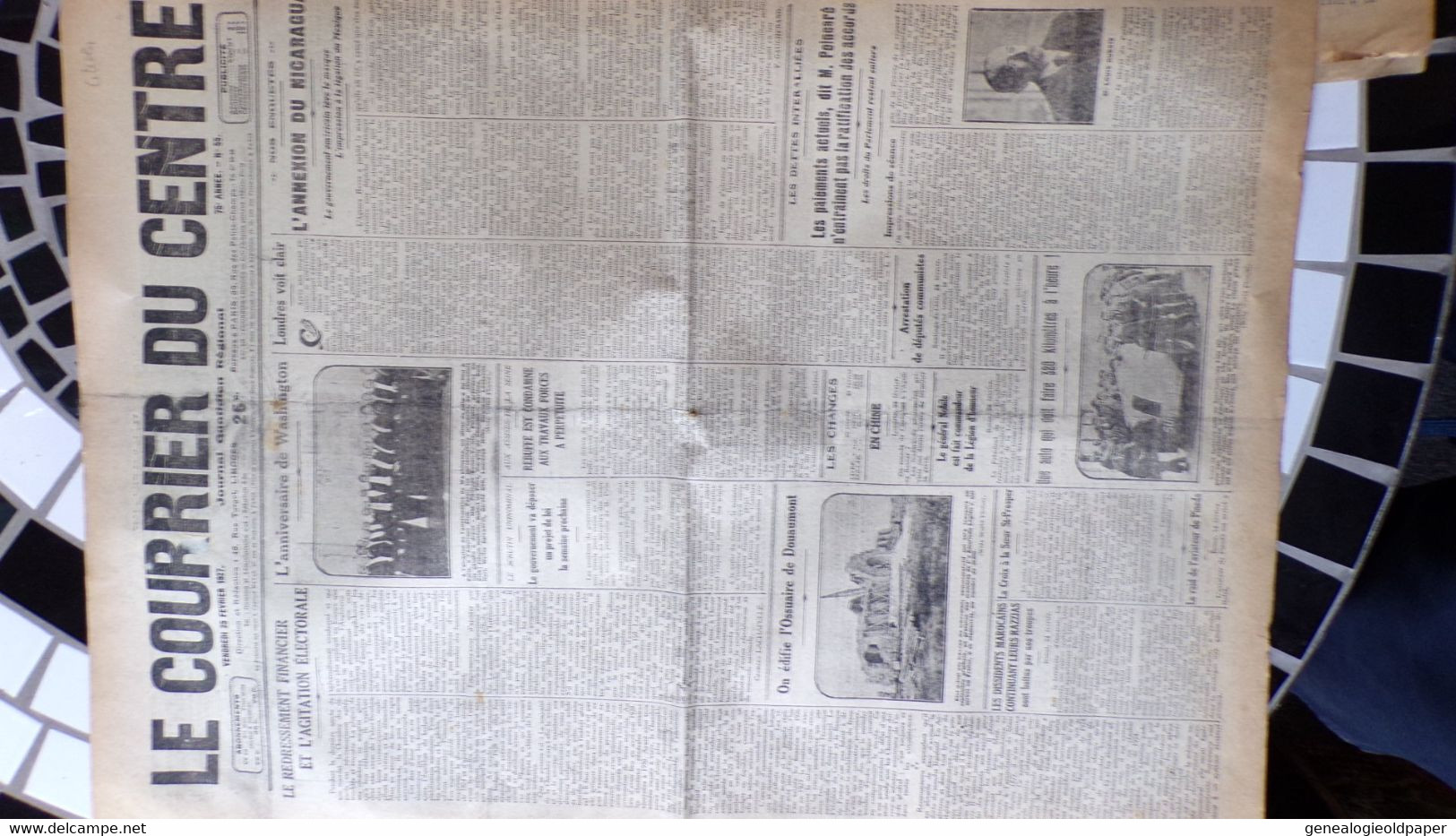 87- LIMOGES-  LE COURRIER DU CENTRE-25 FEVRIER 1927-WASHINGTON-NICARAGUA-DOUAUMONT-LOUIS DUBOIS-CITROEN- - Historical Documents