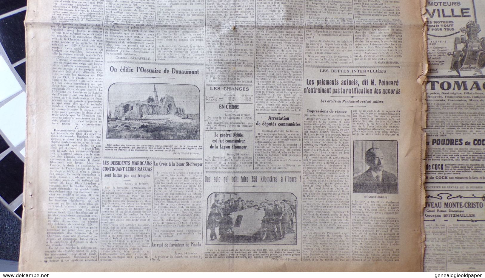 87- LIMOGES-  LE COURRIER DU CENTRE-25 FEVRIER 1927-WASHINGTON-NICARAGUA-DOUAUMONT-LOUIS DUBOIS-CITROEN- - Historical Documents