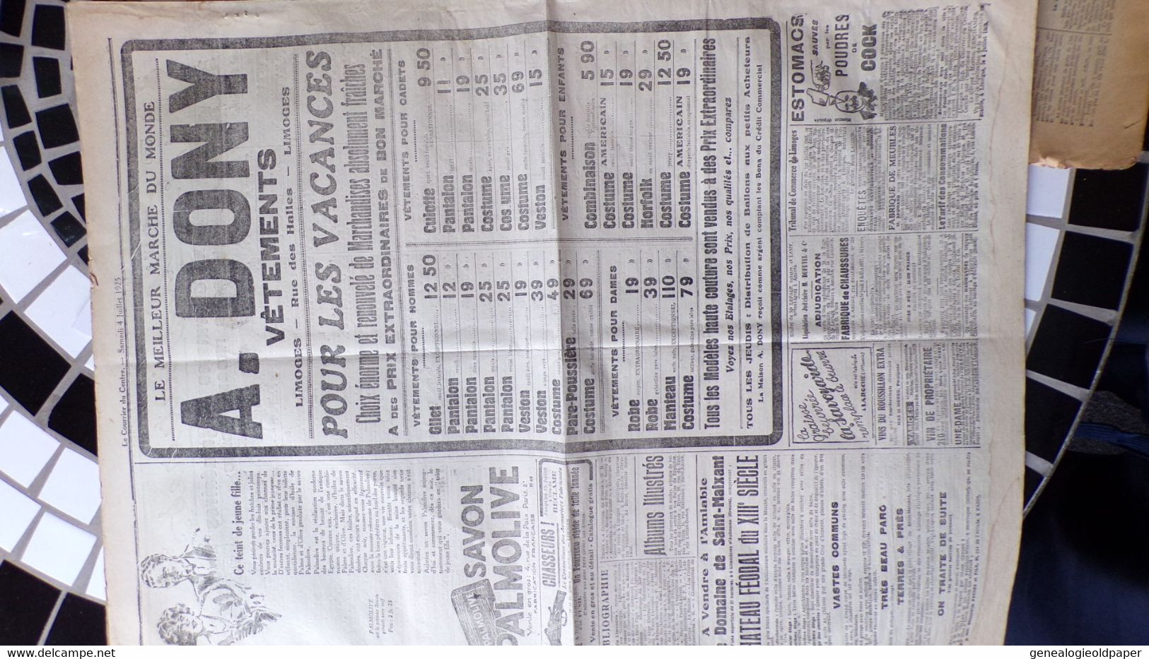 87- LIMOGES-  LE COURRIER DU CENTRE-4 JUILLET 1925-PAUL DARDE SCULPTEUR BERGER CEVENNES-BOKANOWSKI-TOUR DE FRANCE - Historical Documents