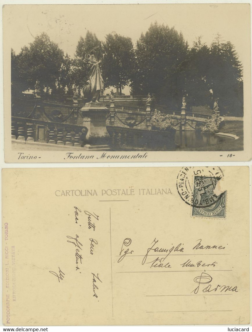 TORINO -FONTANA MONUMENTALE 1925 - Parchi & Giardini