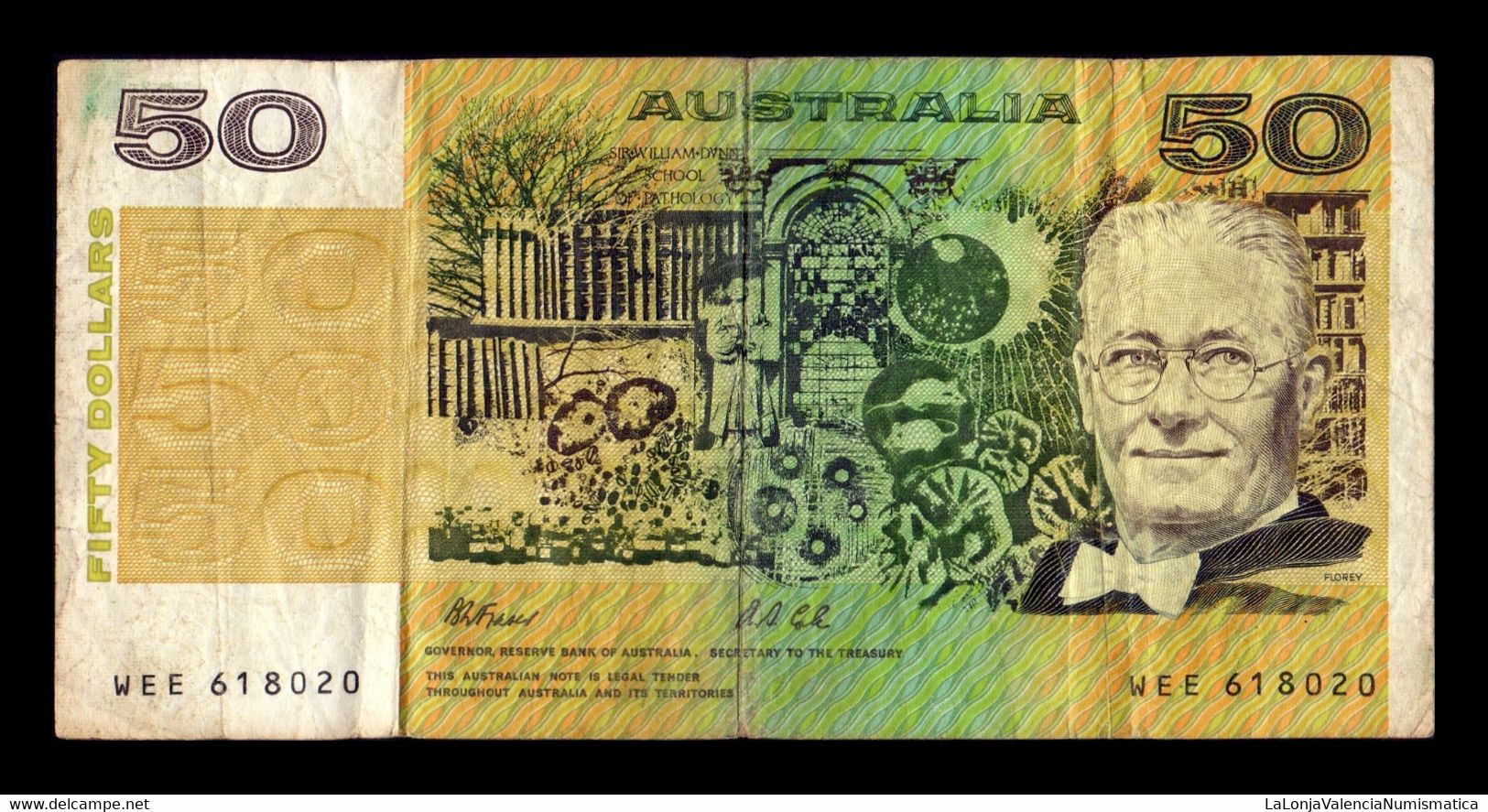 Australia 50 Dollars 1973-1994 Pick 47h WEE BC/MBC F/VF - 1974-94 Australia Reserve Bank (paper Notes)