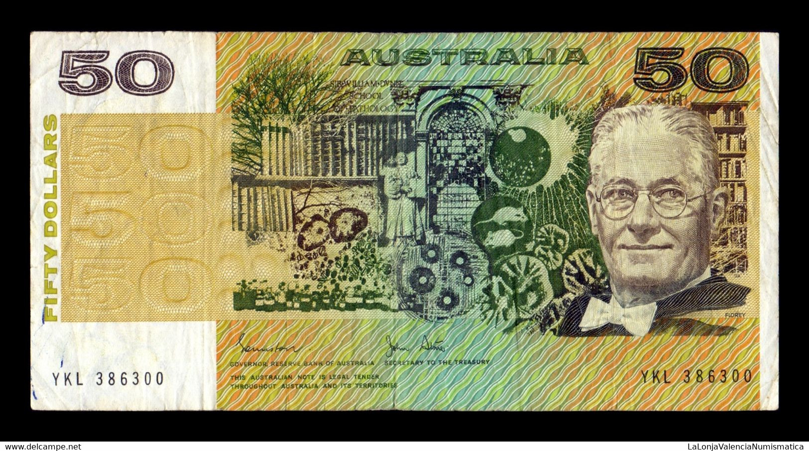 Australia 50 Dollars 1973-1994 Pick 47d YKL BC/MBC F/VF - 1974-94 Australia Reserve Bank (papier)