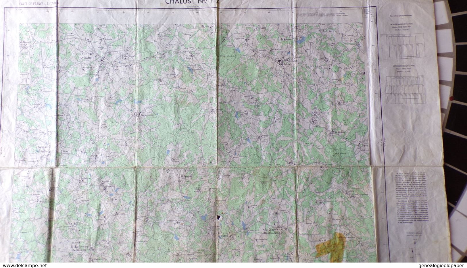 87- CHALUS- CARTE 1967-SAINT MATHIEU-CHAMPNIERS REILHAC-MILHAGUET-FONSOUMAGNE-CUSSAC-NEGRELAT-LA MONNERIE-MONTBRANDEIX - Topographische Karten