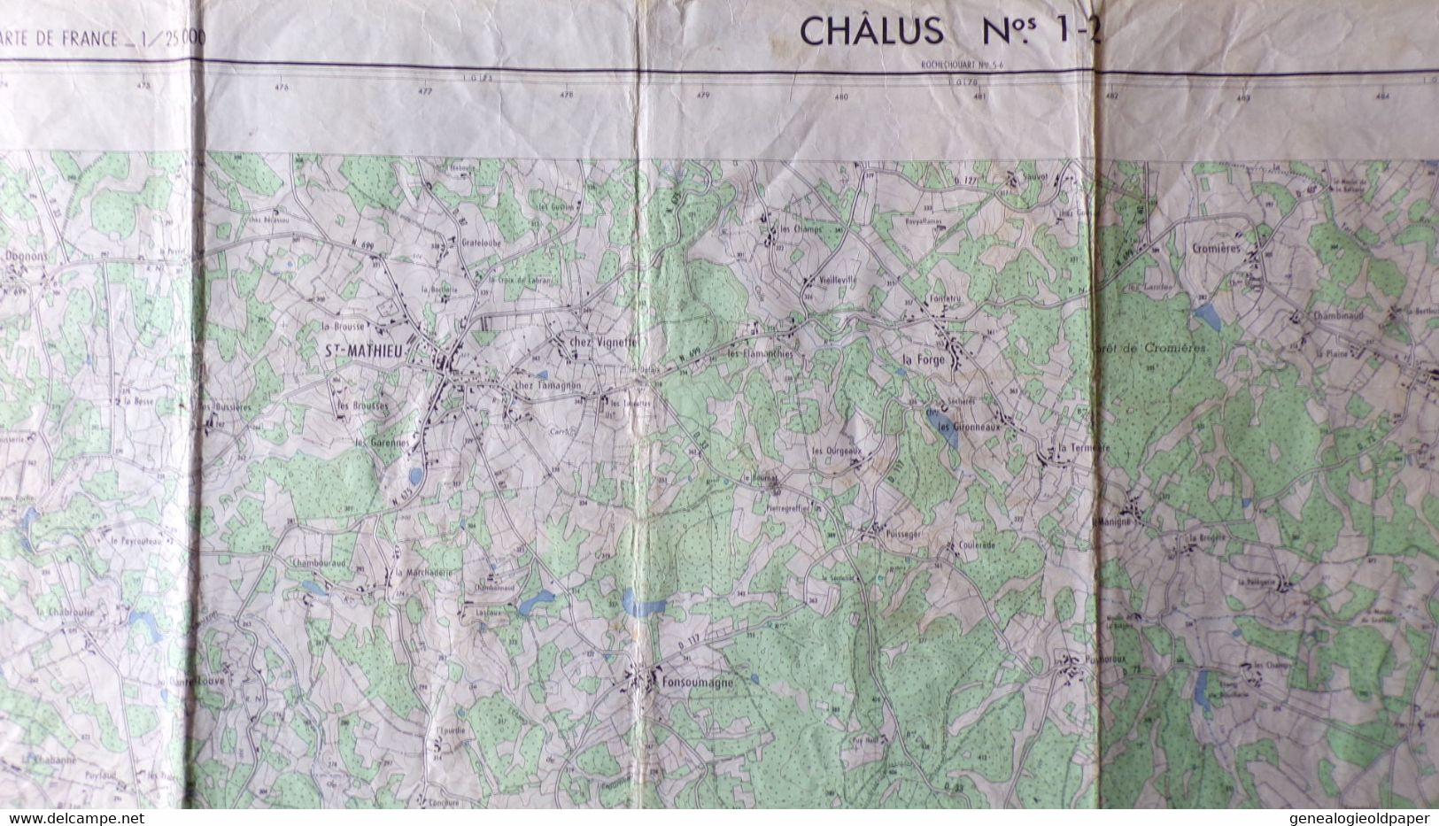 87- CHALUS- CARTE 1967-SAINT MATHIEU-CHAMPNIERS REILHAC-MILHAGUET-FONSOUMAGNE-CUSSAC-NEGRELAT-LA MONNERIE-MONTBRANDEIX - Topographische Kaarten