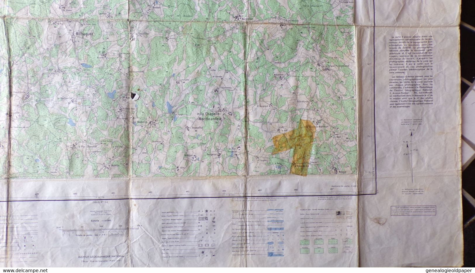 87- CHALUS- CARTE 1967-SAINT MATHIEU-CHAMPNIERS REILHAC-MILHAGUET-FONSOUMAGNE-CUSSAC-NEGRELAT-LA MONNERIE-MONTBRANDEIX - Topographical Maps