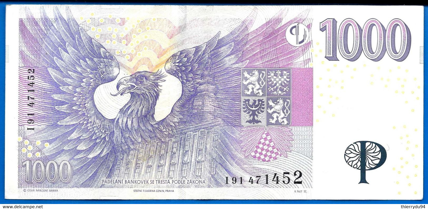 Republique Tcheque 1000 Couronnes 2008 Que Prix + Port Korun Czech Republic Ceska Paypal Bitcoin Crypto OK - Tschechien