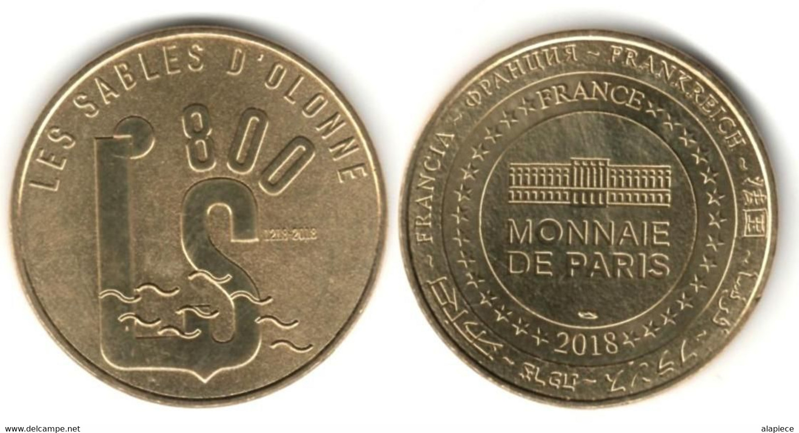 France - Monnaie De Paris - 2018 - Les Sables D'Olonne - 800 Ans - 2018