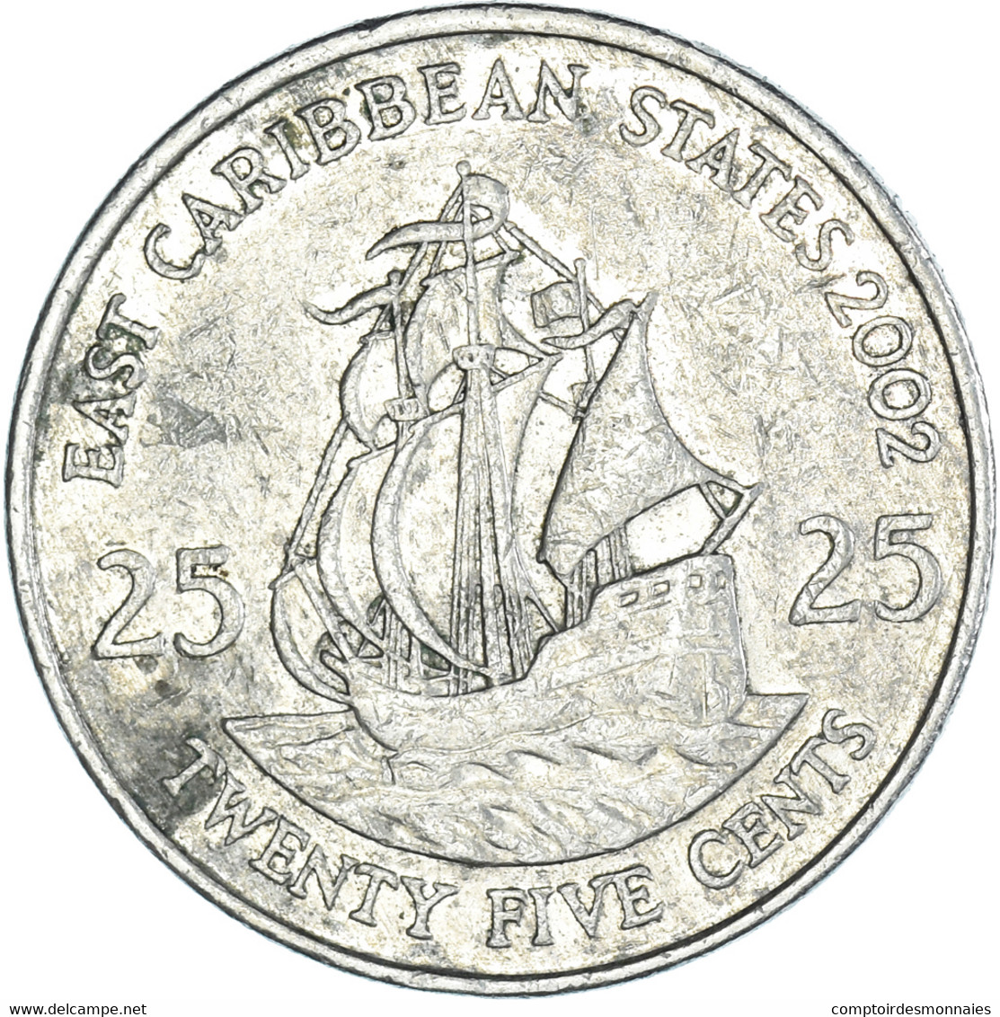Monnaie, Etats Des Caraibes Orientales, 25 Cents, 2002 - Caraïbes Orientales (Etats Des)