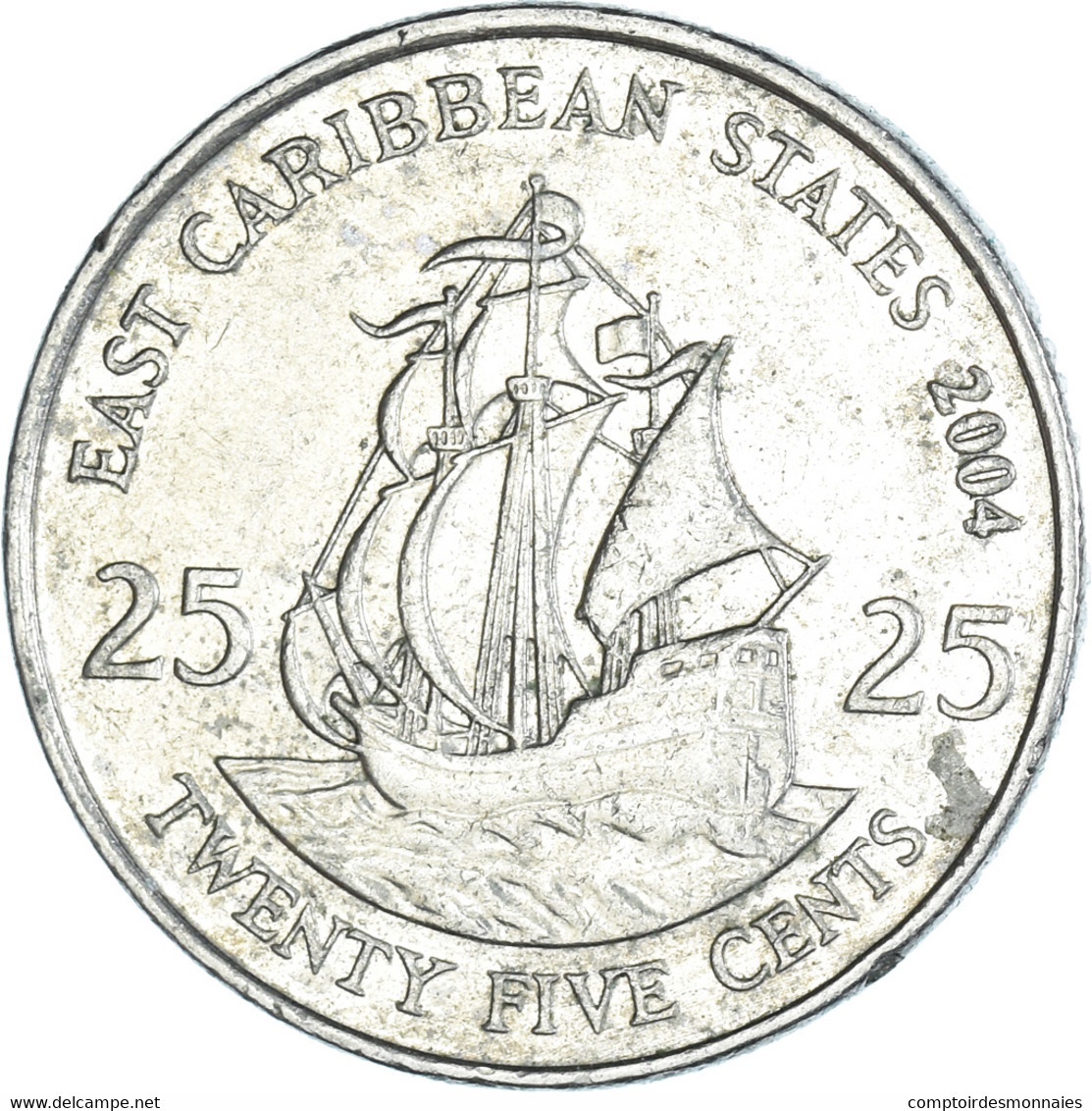 Monnaie, Etats Des Caraibes Orientales, 25 Cents, 2004 - Caraïbes Orientales (Etats Des)