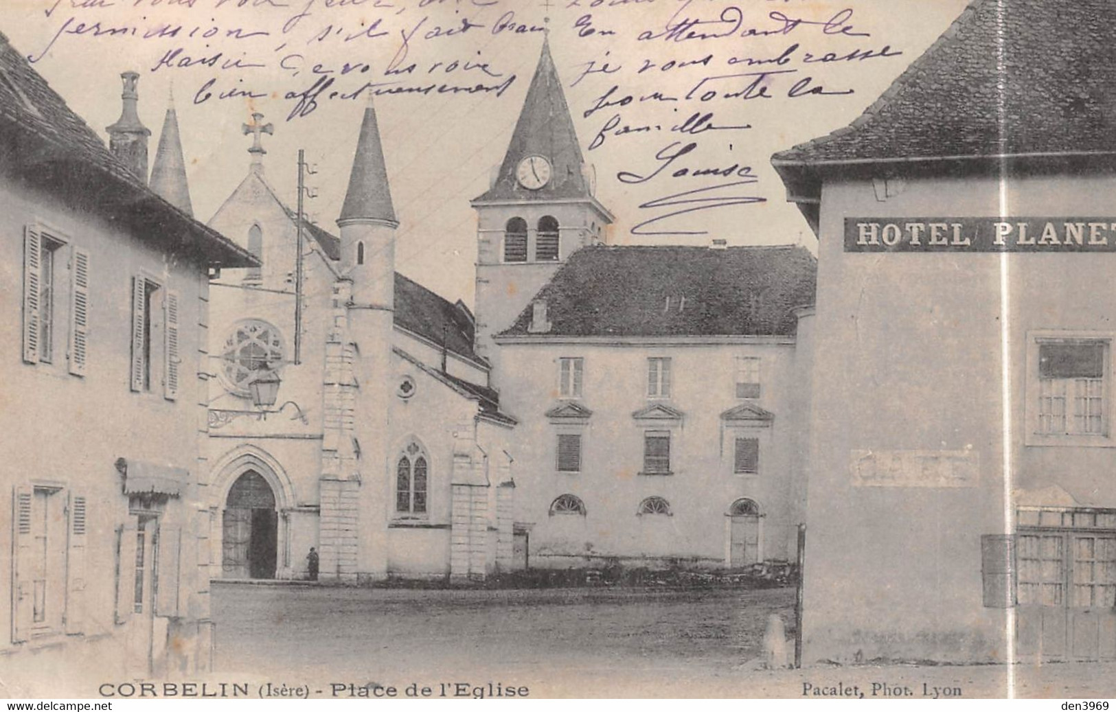 CORBELIN (Isère) - Place De L'Eglise - Hôtel Planet - Précurseur Voyagé 1903 - Corbelin