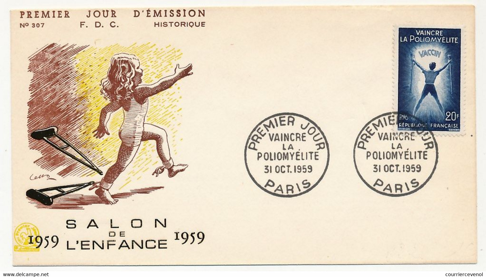 FRANCE - Env. FDC - 20F Vaincre La Poliomyélite - Premier Jour - 31 Octobre 1959 - Paris - 1950-1959