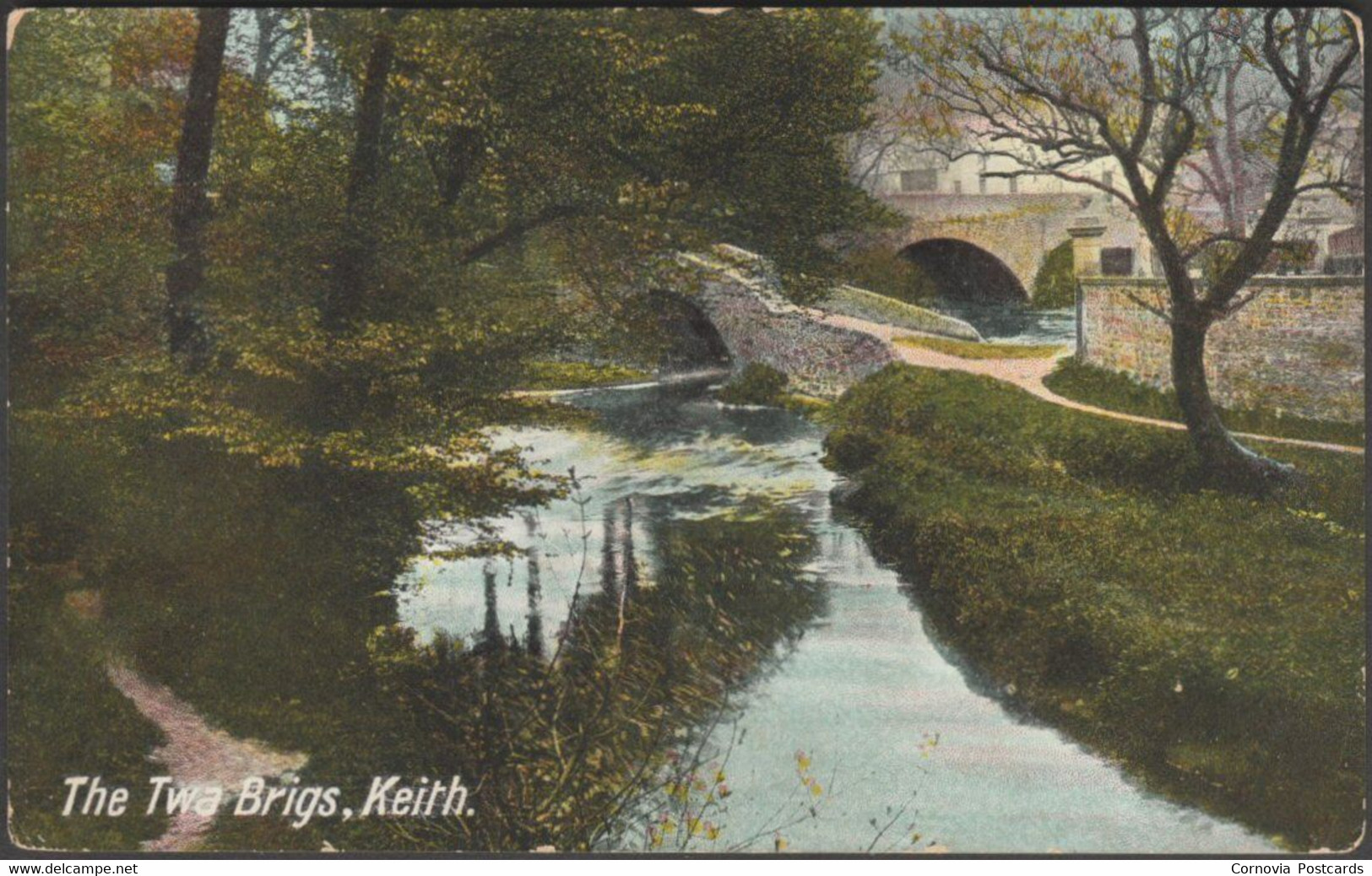 The Two Brigs, Keith, Banffshire, 1910 - JW Bland Postcard - Banffshire