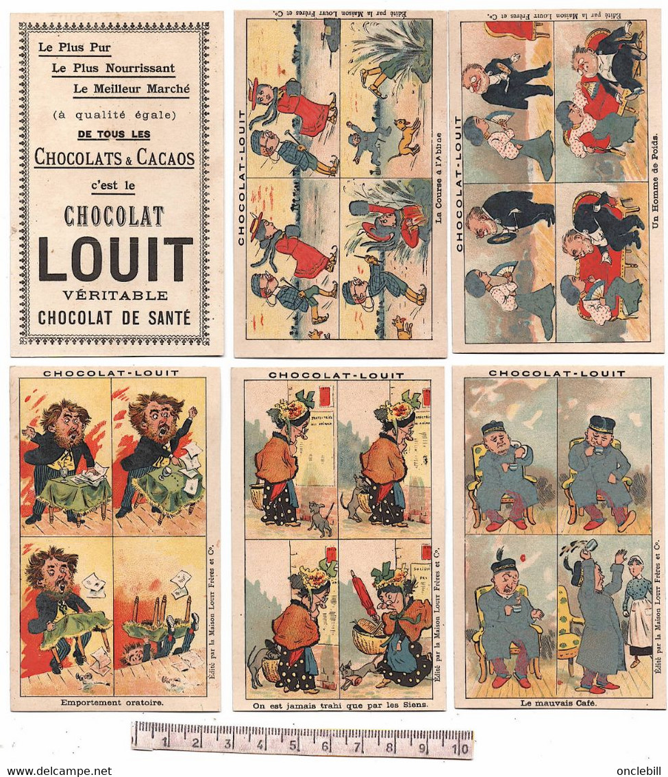 Bordeaux Gironde Publicité Chocolat Louit 17 Chromos Humour Avant 1900 état Très Bon - Bloemen