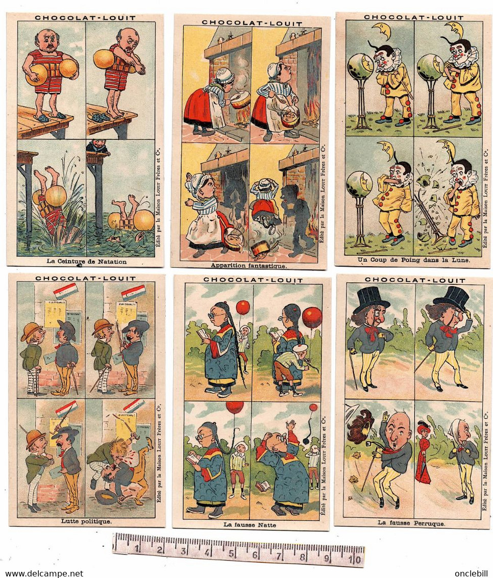 Bordeaux Gironde Publicité Chocolat Louit 17 Chromos Humour Avant 1900 état Très Bon - Bloemen