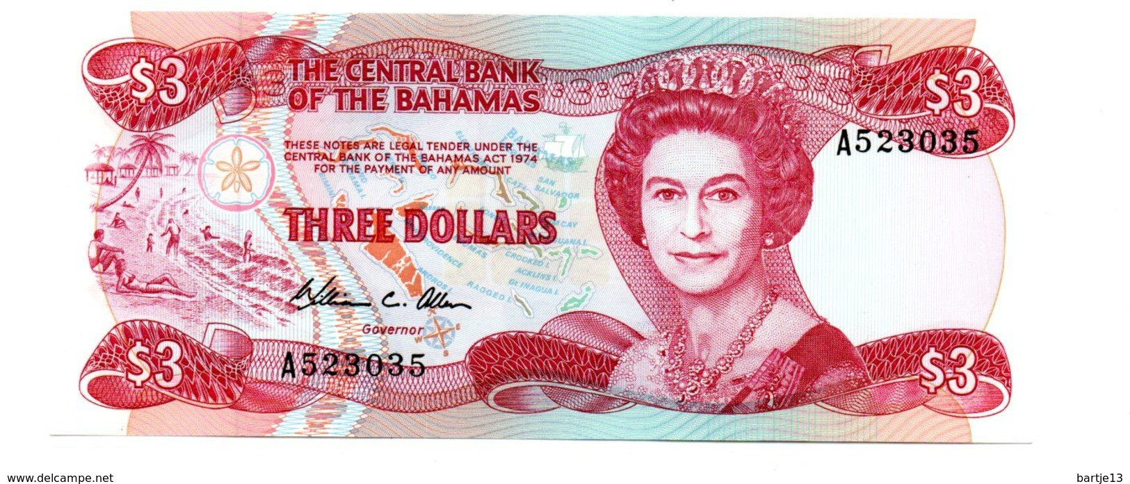 BAHAMA'S 3 DOLLAR PICK 44 UNCIRCULATED - Bahamas