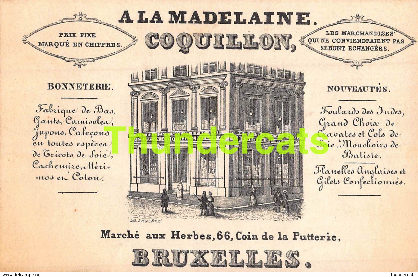 CPA BRUXELLES A LA MADELEINE COQUILLON MARCHE AUX HERBES 66 COIN DE LA PUTTERIE - Cafés, Hôtels, Restaurants