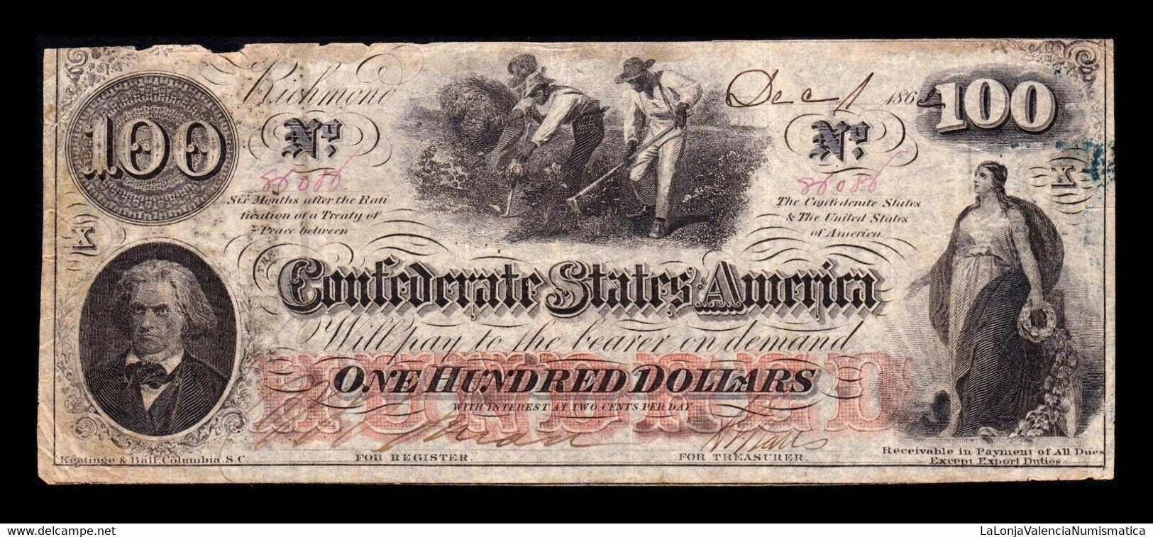Estados Unidos United States 100 Dollars 1862 Pick 45 Serie X BC- G - Valuta Van De Bondsstaat (1861-1864)