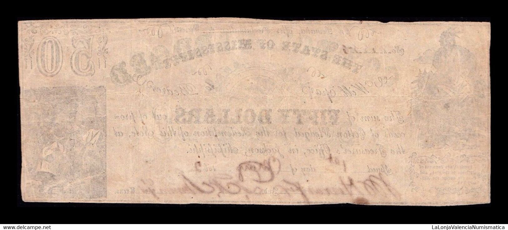 Estados Unidos United States Mississippi 50 Dollars 1862 Pick S1381c BC F - Mississippi