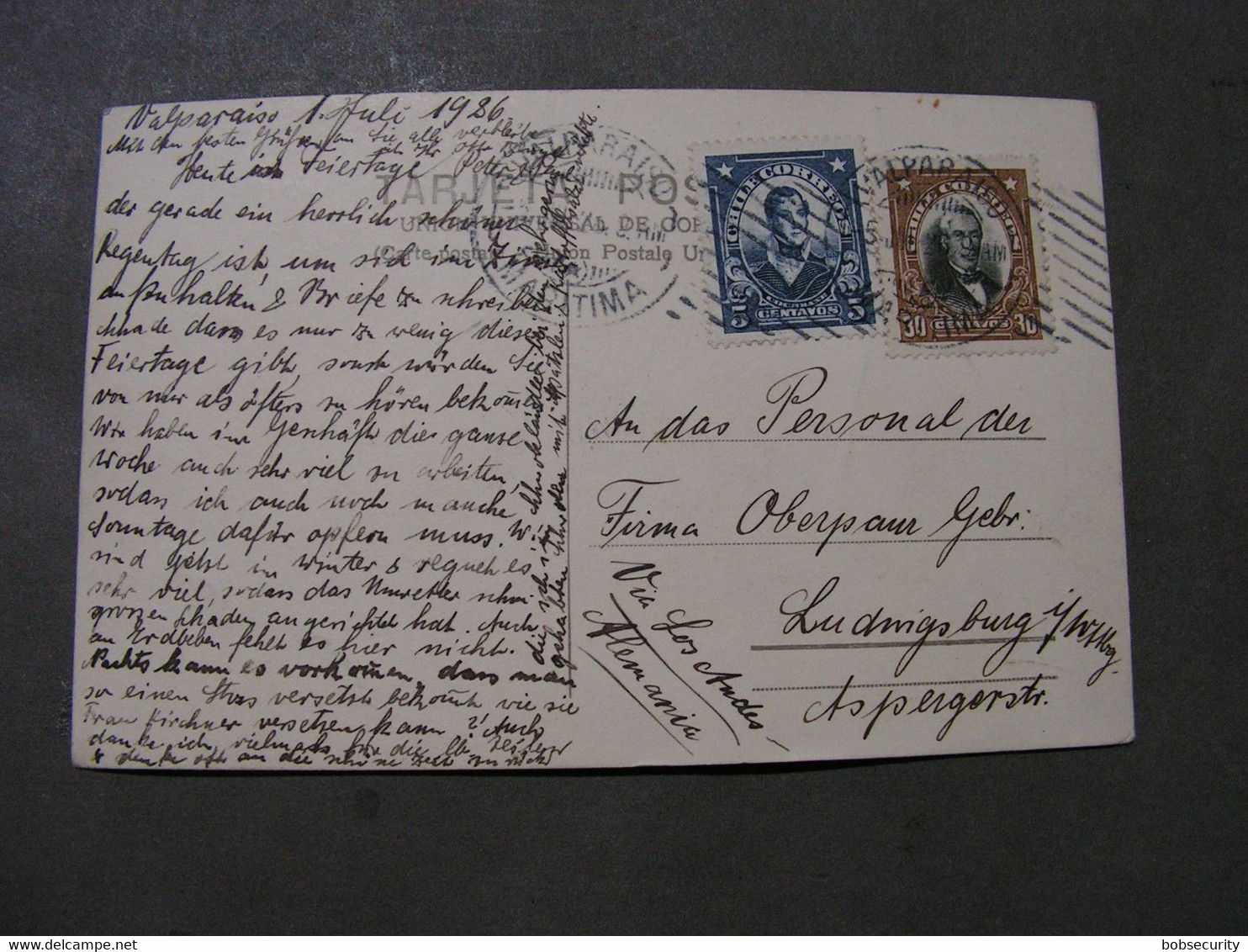 Chile Karte  1926 - Chile