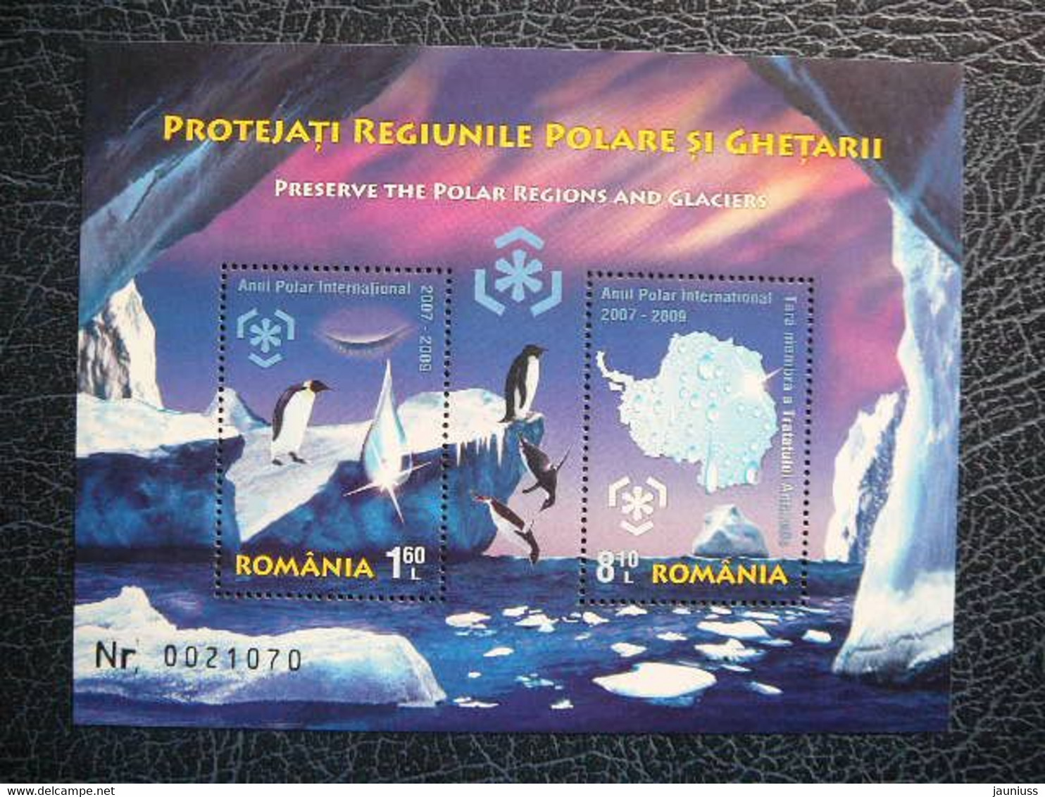 Polar Year Penguins # Romania 2009 MNH S/s # North Pole  Arctic Wildlife - Faune Arctique