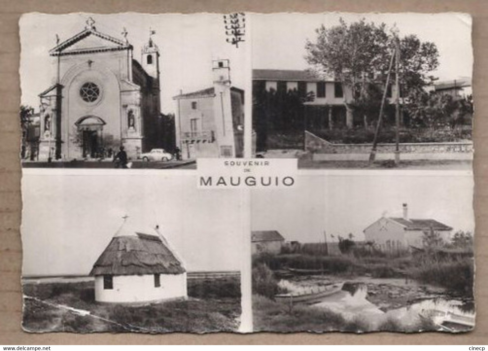 CPSM 34 - MAUGUIO - SOUVENIR DE TB CP 4 Vues Dont Cabane Gardian , Eglise , Place Centre Habitations 1962 - Mauguio