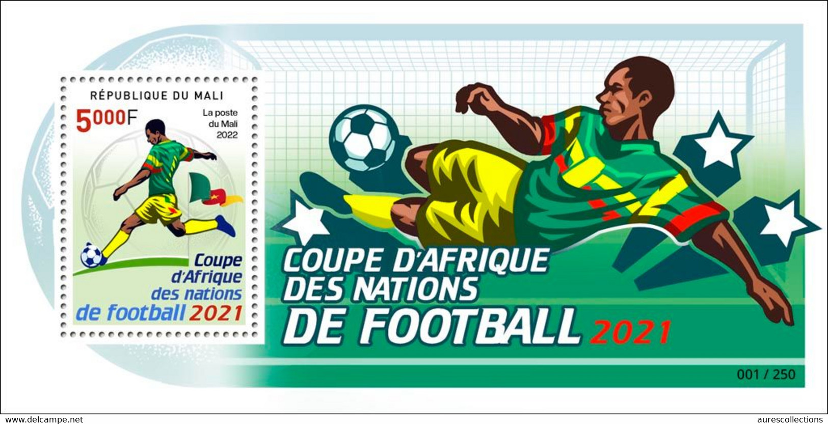 MALI 2022 SOUVENIR SHEET BLOC BLOCK BF - FOOTBALL AFRICA CUP OF NATIONS COUPE D'AFRIQUE CAMEROUN CAMEROON 2021 RARE MNH - Fußball-Afrikameisterschaft