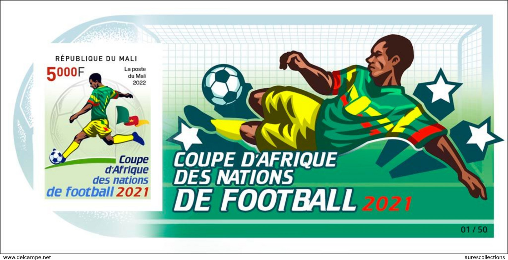 MALI 2022 IMPERF SOUVENIR SHEET BLOC BLOCK BF ND - FOOTBALL AFRICA CUP OF NATIONS COUPE D'AFRIQUE CAMEROUN 2021 RARE MNH - Copa Africana De Naciones