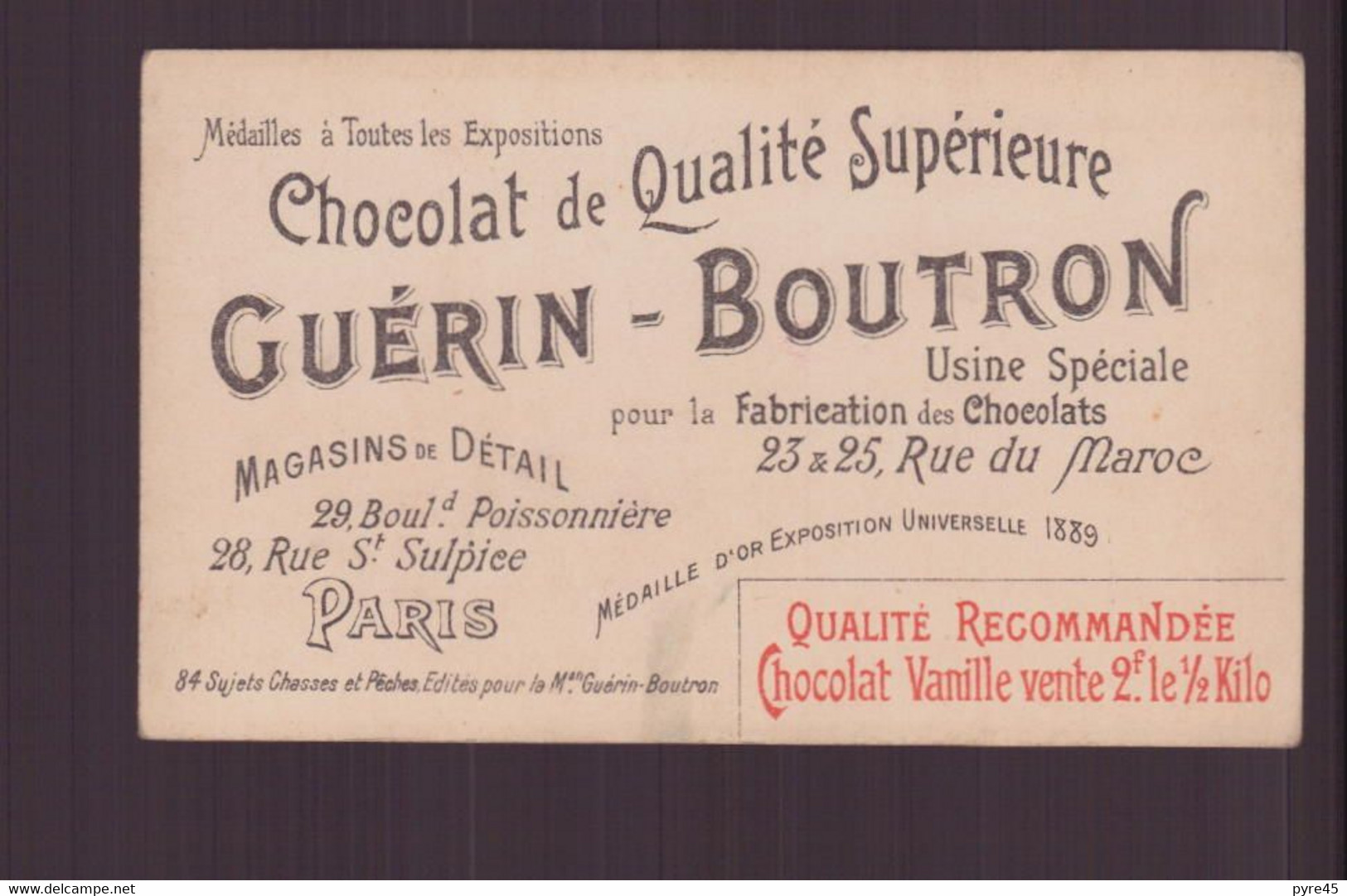 Chromo " Chocolat Guérin-Boutron " Chasses Et Pêches " A L'outarde, Avec Le Faucon " - Guerin Boutron