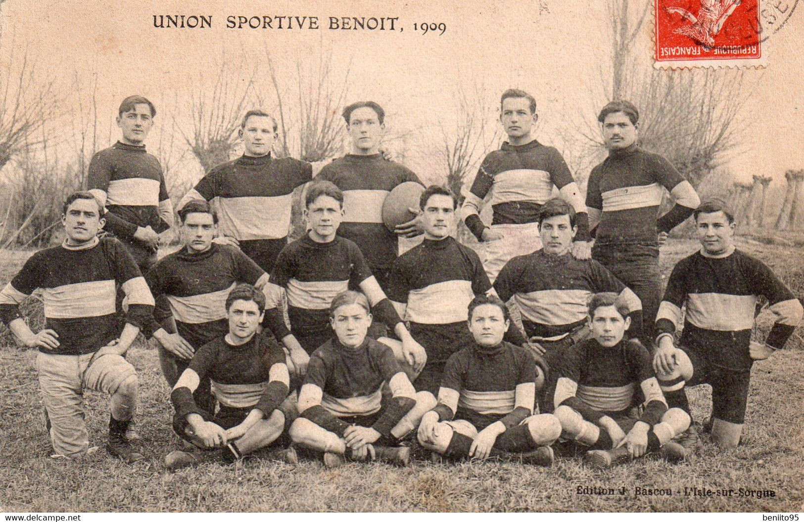 CPA De L'ISLE Sur SORGUE - L'équipe De Rugby De L'U.S BENOIT En 1909. - L'Isle Sur Sorgue