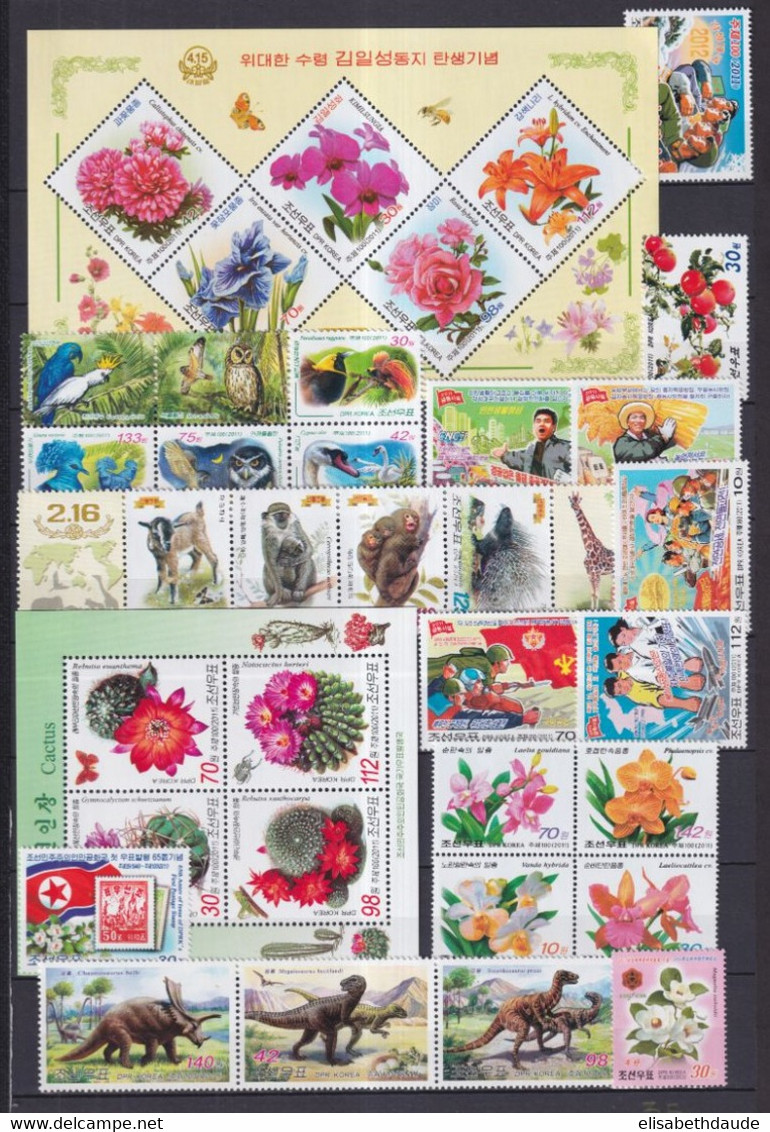 KOREA - 2011 - ANNEE INCOMPLETE ** MNH 3 PAGES - ANIMAUX/TRANSPORTS/FLEURS ETC.... COTE YVERT 2015 ! = 164 EUR. - Korea (Noord)