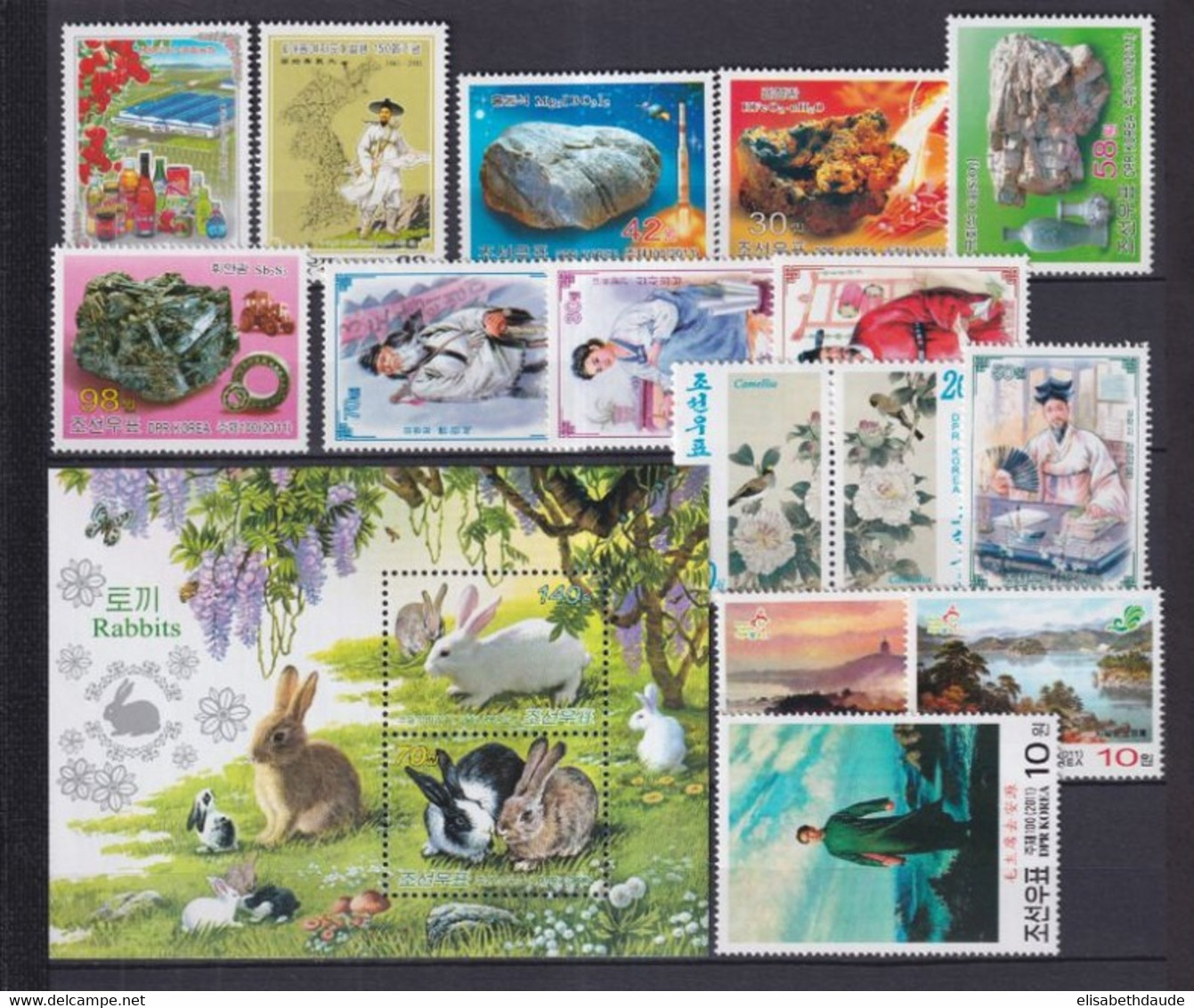 KOREA - 2011 - ANNEE INCOMPLETE ** MNH 3 PAGES - ANIMAUX/TRANSPORTS/FLEURS ETC.... COTE YVERT 2015 ! = 164 EUR. - Korea, North