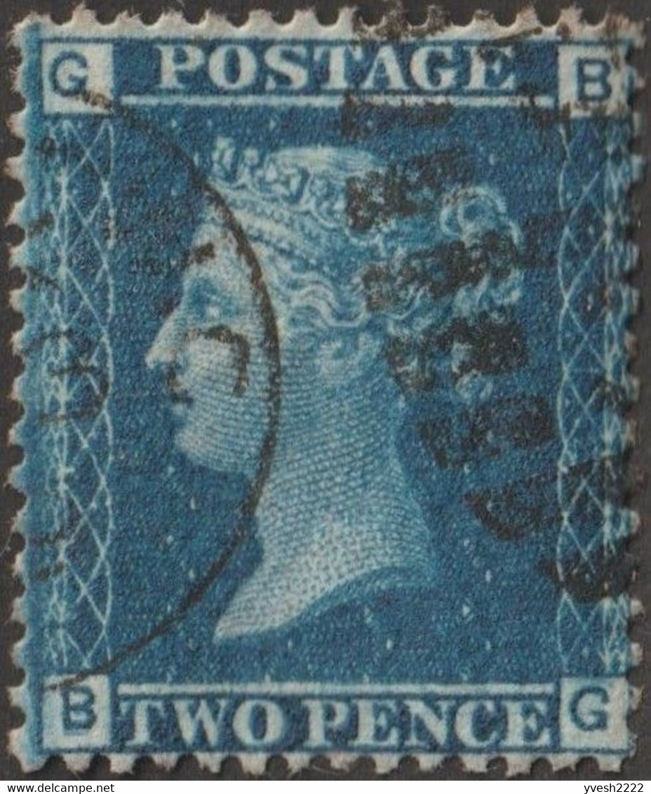 GB 1858 Y&T 27 SG 45 Michel 17. Victoria 2 P. Bleu, Filigrane Grande Couronne. Planche 12. Lettres GB. TB - Used Stamps