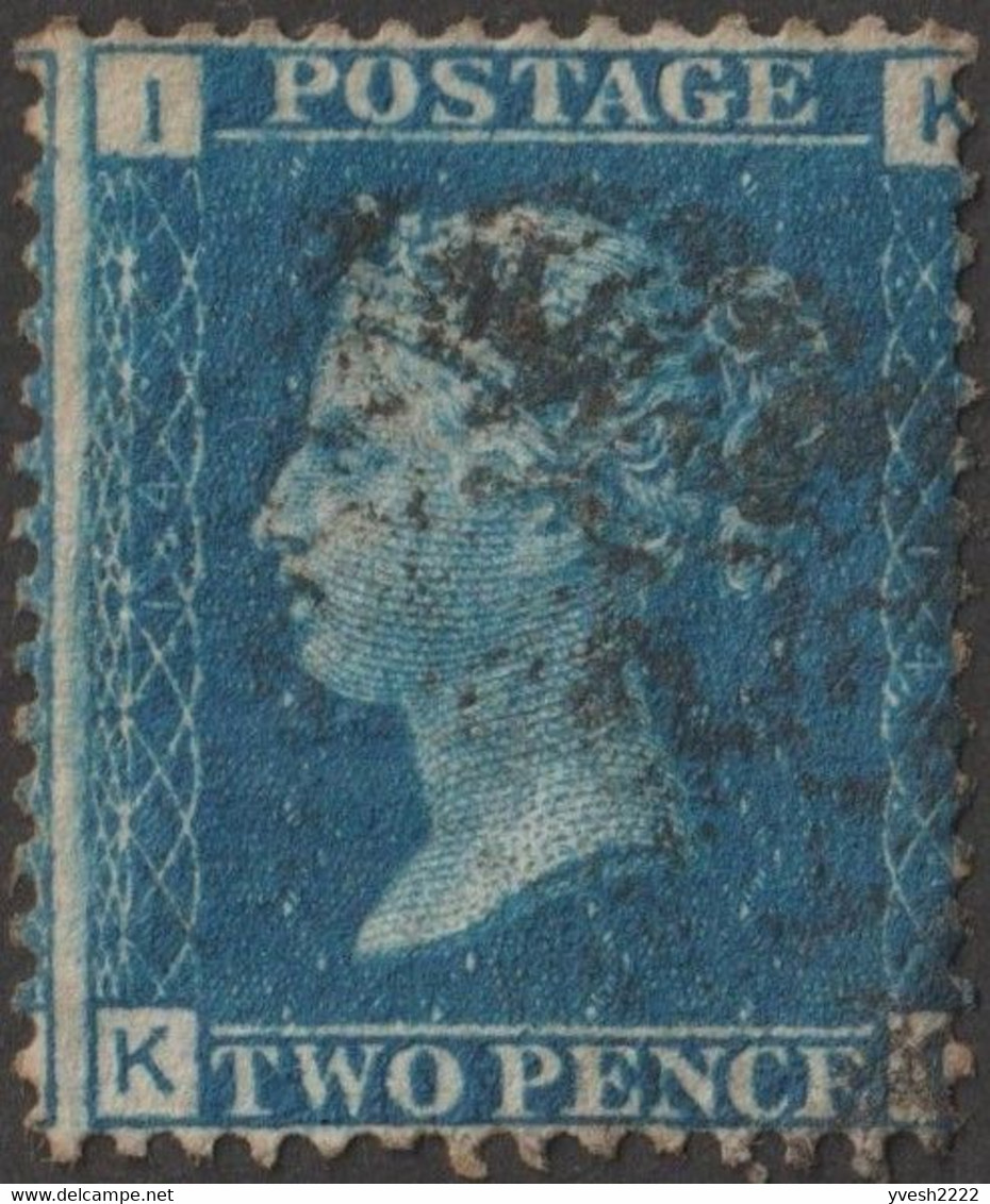 GB 1858 Y&T 27 SG 47 Michel 17. Victoria 2 P. Bleu, Filigrane Grande Couronne. Planche 14. Lettres IK. TB - Used Stamps