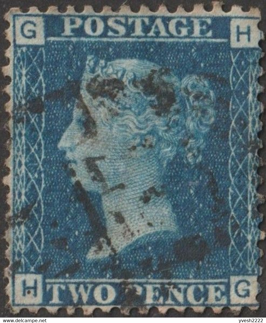 GB 1858 Y&T 27 SG 47 Michel 17. Victoria 2 P. Bleu, Filigrane Grande Couronne. Planche 15. Lettres GH - Used Stamps