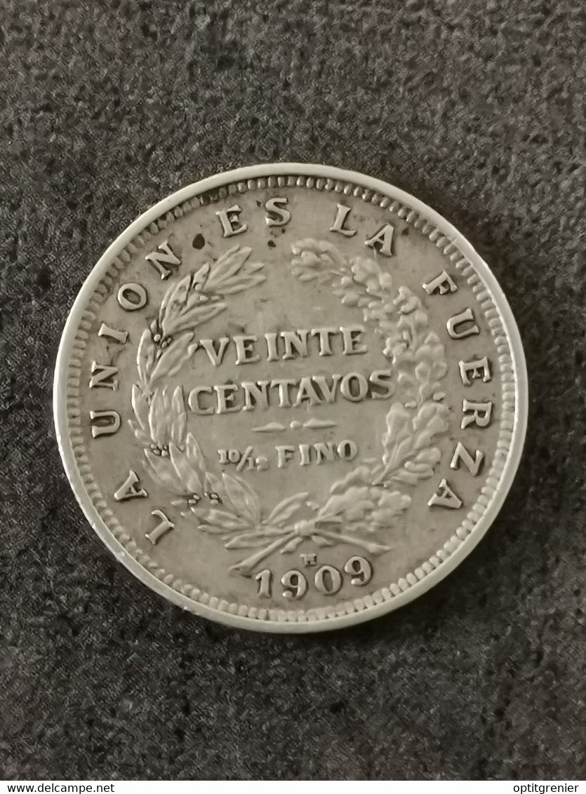 20 CENTAVOS 1909 BOLIVIE ARGENT / BOLIVIA SILVER - Bolivie