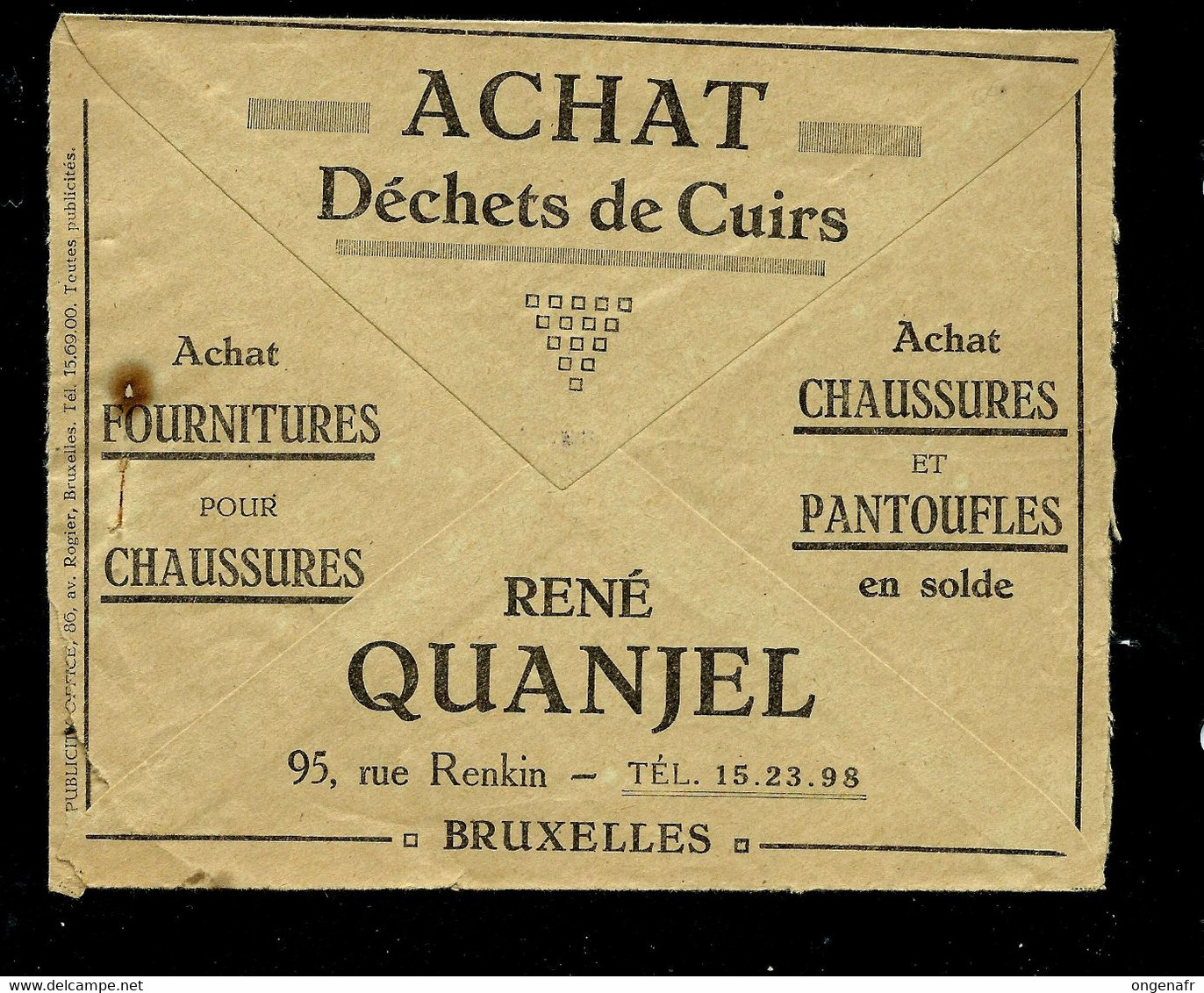 Belgique: Enveloppe Des C.C.P.  ( René Quanjel - Chaussures Et Pantoufles)  14/09/1931 - Zonder Classificatie