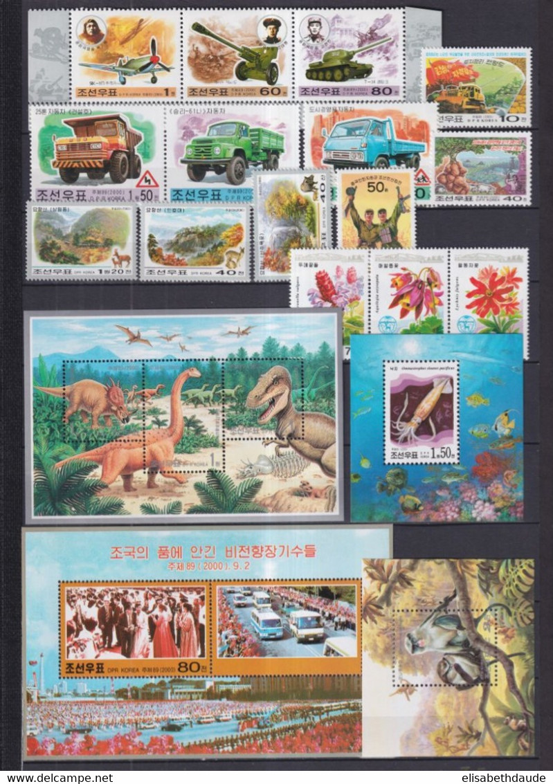 KOREA - 2000 - ANNEE INCOMPLETE ** MNH 3 PAGES - ANIMAUX/TRANSPORTS/FLEURS ETC....COTE YVERT = 86 EUR - Korea (Noord)