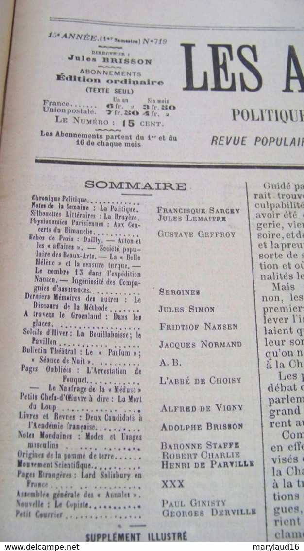 Lot 12 Numéros Les Annales Politiques Et Littéraires 1897 - Magazines - Before 1900