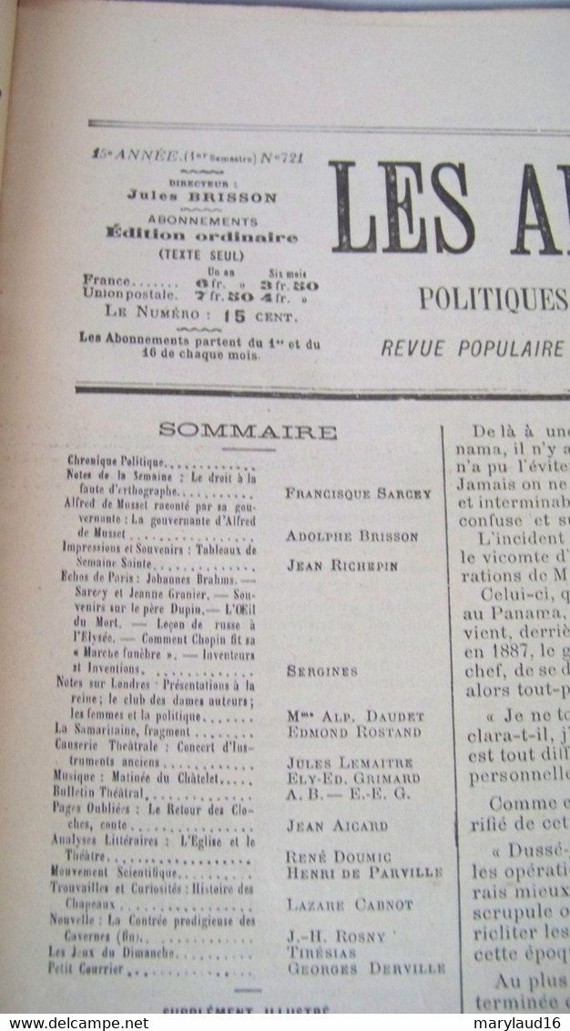 Lot 12 Numéros Les Annales Politiques Et Littéraires 1897 - Magazines - Before 1900